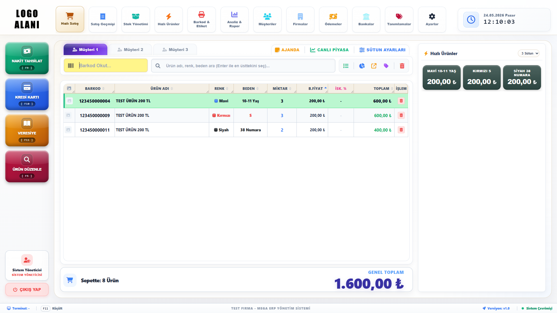 Mega ERP Ekranı